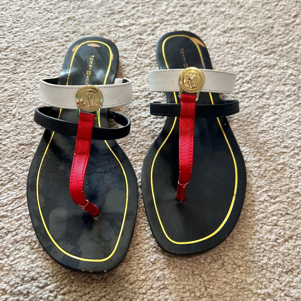Tommy Hilfiger Red White and Blue Thong Sandals